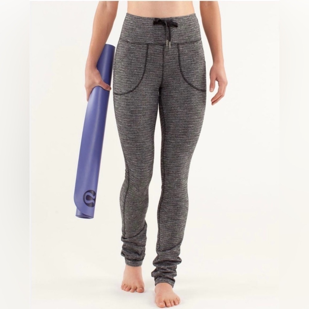 Lululemon Skinny Will Pant Pique Black Gray Yoga Leggings Size 6